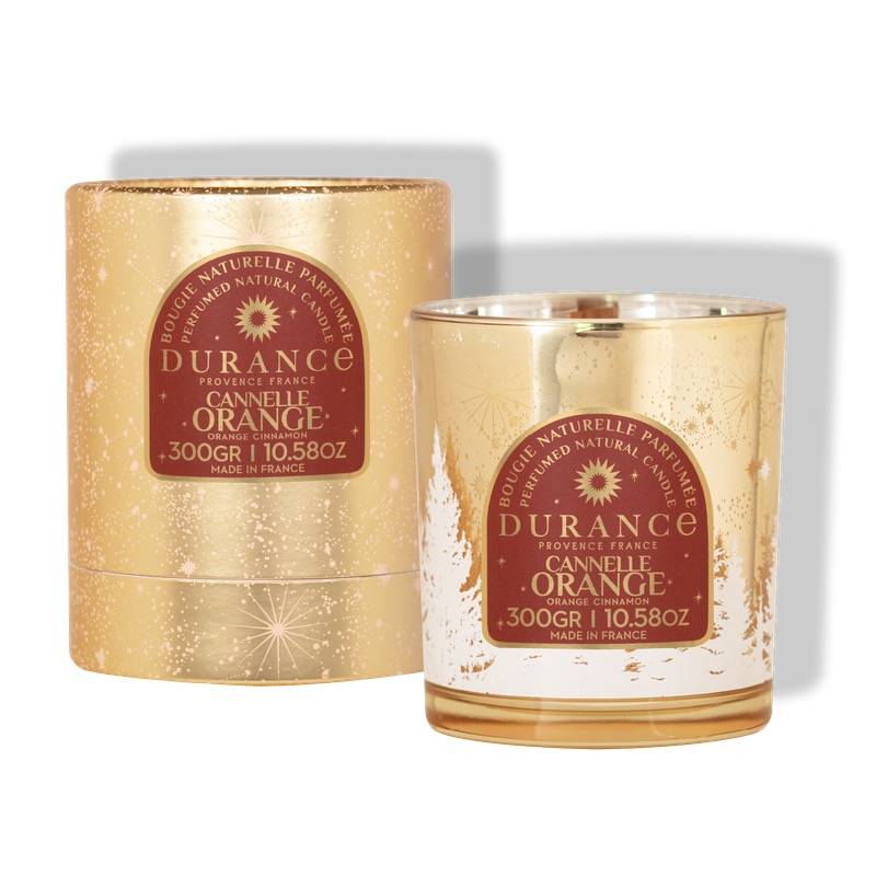  Bougie mèche en bois CANNELLE-ORANGE